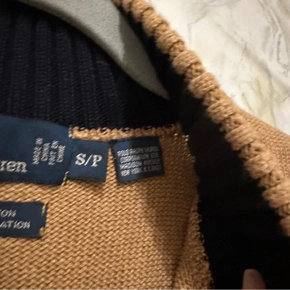 Ralph Lauren Polo small half zip knit pullover sweater brown 100% cotton men’s - Picture 4 of 7